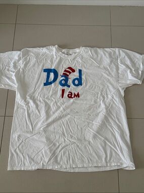 Fruit of the Loom White Kids' Tee with Blue and Red 'Dad I Am' Graphic